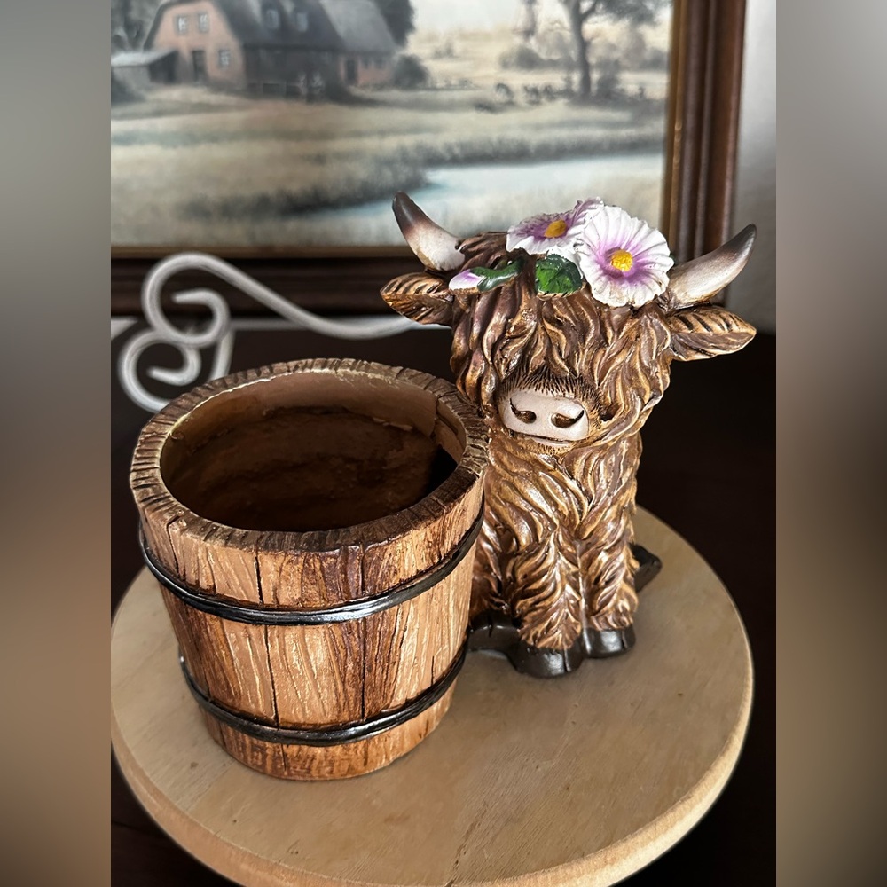 Hobby Lobby Spring Highland Cow Small Planter Flower Pot